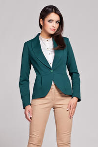 Green Long Lapel Single Button Closure Blazer for Women