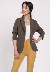 Khaki Classic Jacket Fastened with One Button