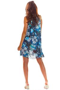 Nevy Blue Flowered Dress Summer Style