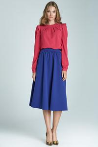 Fuchsia Soft Office Blouse with Frill at The Shoulders