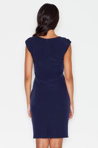 Blue Straight Midi Dress with Pierces