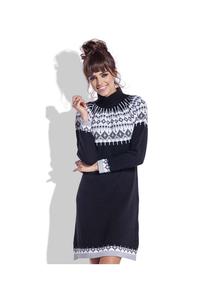 Black Knitted Scandinawian Patterns Dress