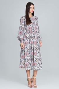 Colourful Midi Dress With Puffed Sleeves