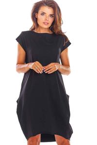 Black Oversize Dress with Large Pockets