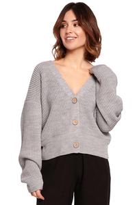 Grey V-Neck Short Cardigan