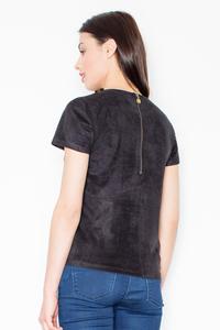 Black Suede T-shirt with Zip at The Back