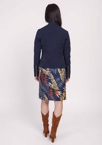 Navy Short Zipped Jacket with Stand-up Collar