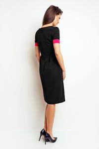 Black Midi Dress with Piping at The Sleeves