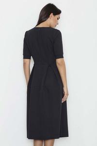Black Elegant Short Sleeves Midi Dress
