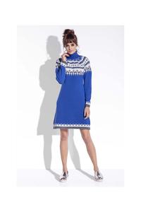 Blue Knitted Scandinawian Patterns Dress