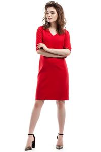 Red Soft Office Style Knee Length Dress