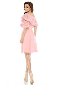 Apricot Cocktail Dress for One Shoulder with Mesh Frill