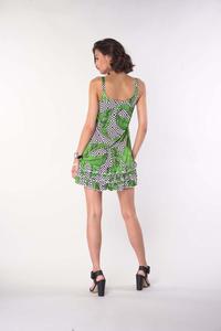 Summer Dress on Straps with Frills - Leaves