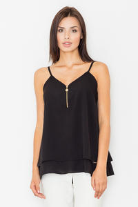 Black Two Layers Spaghetti Straps Top