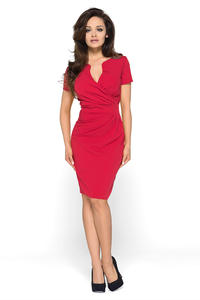 Wrap Around Self Belted Sheath Red Dress