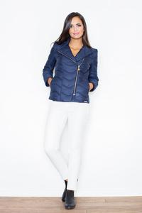 Blue Short Light Padding Asymetrical Zip Jacket