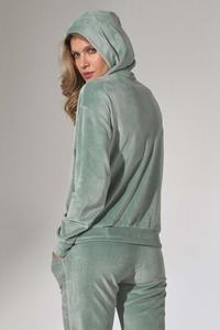 Mint Green Velveteen Hooded Sport Blouse