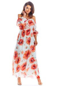 Maxi Dress Red Flowers Sleeveless