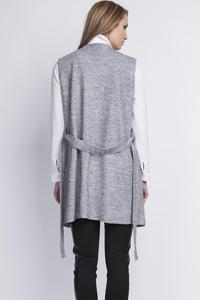 Grey Sleeveless Vest Jacket with Belt