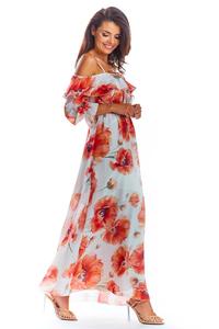 Maxi Dress Red Flowers Sleeveless
