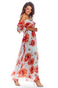 Maxi Dress Red Flowers Sleeveless