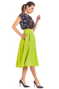 Lime Midi Skirt with Pockets