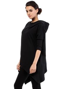 Black Oversized Asymetrical Hooded Blouse