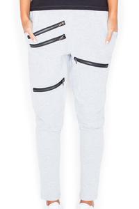 Grey Casual Jogger Pants with Zippers