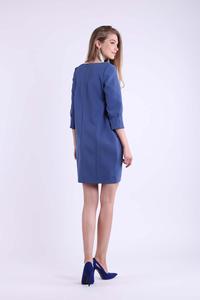 Denim Short Knitted Dress with Pockets