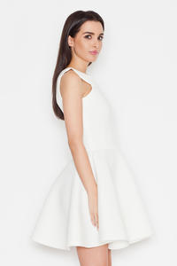 White Flared Evening Transparent Front Panel Dress