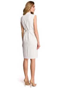 Ecru Sleeveless Mini Dress with Belt