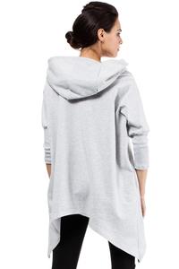 Light Grey Oversized Asymetrical Hooded Blouse