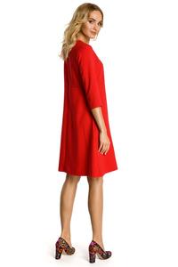 Red Flared Dress with Front Doublefold