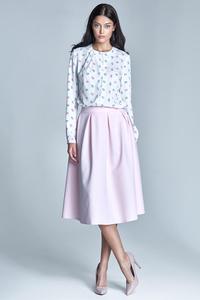 Ecru&Pink Delicate Pattern Long Sleeves Blouse