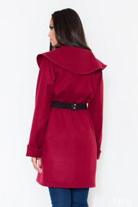 Maroon Big Collar Short Coat with Gold Belt