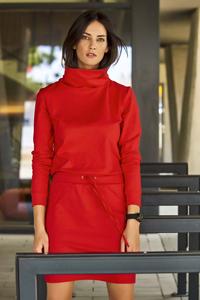 Deep Red Mini Dress With Turtleneck