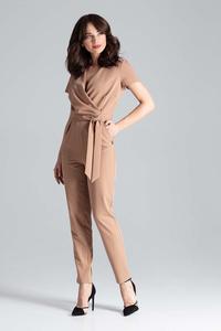 Brown Elegant Suit with Envelope Neckline