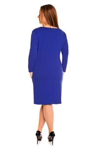 Blue Long Sleeved Side Pockets Classic Dress PLUS SIZE