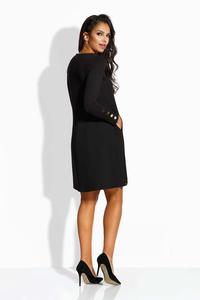 Black Flared Dress with Golden Buttons