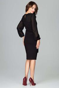 Black Midi Dress With Transparent Sleeves