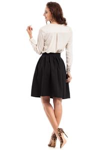 Black Pleated Knee Length Skirt