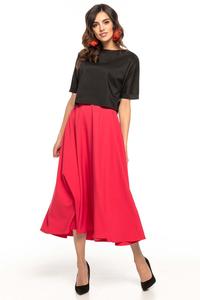 Raspberry Red Flared High Waist Skirt