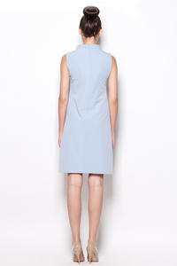 Pale Blue High Neck Sleeveless Shift Dress