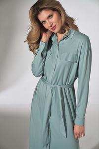 Mint Green Button Closure Belted Midi Dress