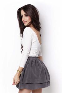 Grey Elastic Waist Firlled Mini Skirt