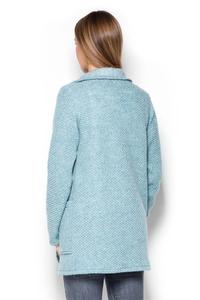 Blue Cardigan with Big Collar