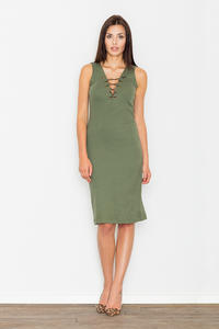 Green Bodycon Lace-up Midi Dress