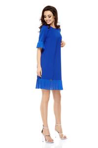 Blue Mini Dress with Frilled Bottom and Sleeve