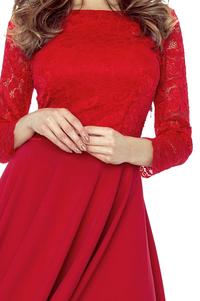 Red Evening Dress with Lace Top