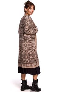 Maxi Patterned Cardigan with Rounded Hem (Pattern 3)